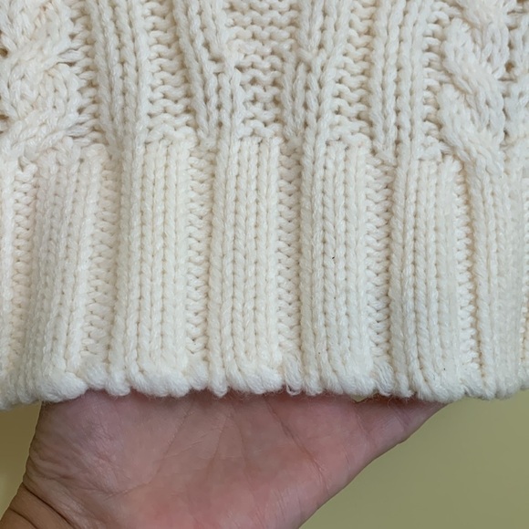 H & M | NWT Cream Chunky Knit Long Sleeve Cowl Neck Pointelle Sweater S - Picture 10 of 15